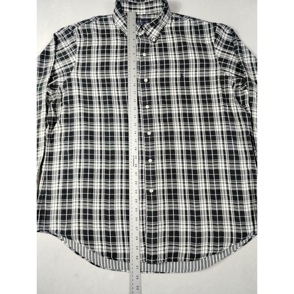 Ralph Lauren Shirt Mens XL Black Gray Plaid Long Sleeve Button Down Preppy - Picture 7 of 10